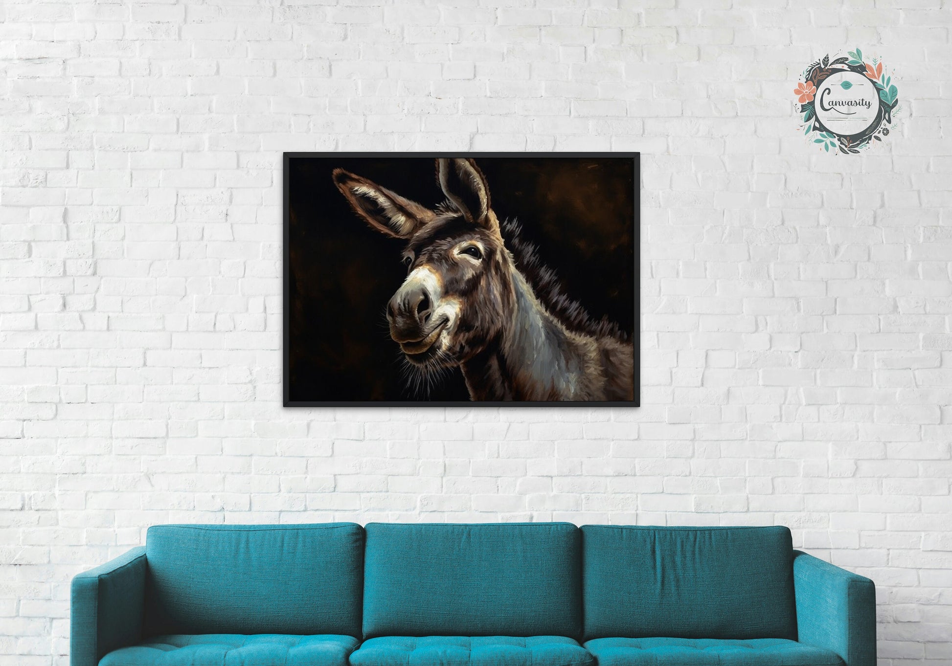 Happy Donkey! Unframed Print Oil Painting Style - Wildlife Animal Wall Art, Farm Animal, Farmer Gift - CanvasityCrafts - Free Shipping