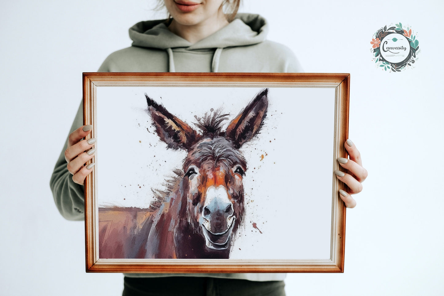 Happy Donkey Abstract Premium Print - Unframed Oil Painting Style - Wildlife Animal Wall Art, Farm Animal, Farmer Gift - CanvasityCrafts - Free Shipping