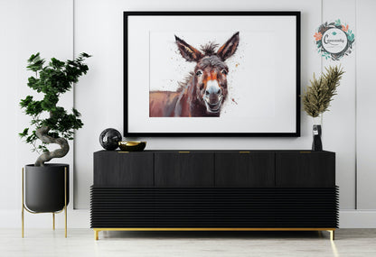 Happy Donkey Abstract Premium Print - Unframed Oil Painting Style - Wildlife Animal Wall Art, Farm Animal, Farmer Gift - CanvasityCrafts - Free Shipping