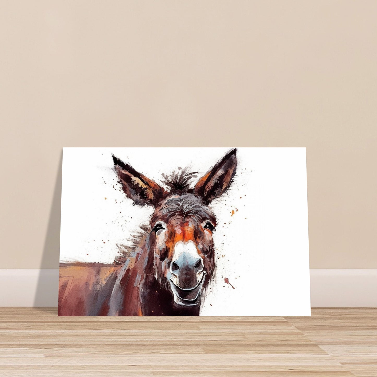 Happy Donkey Abstract Premium Print - Unframed Oil Painting Style - Wildlife Animal Wall Art, Farm Animal, Farmer Gift - CanvasityCrafts - Free Shipping