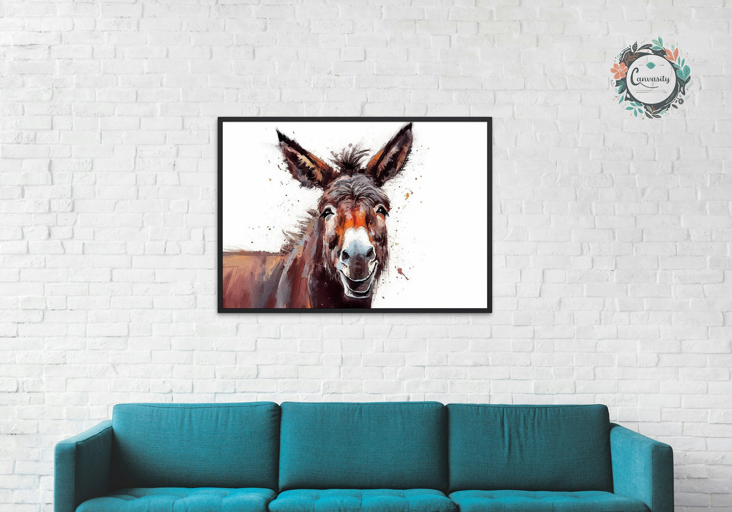 Happy Donkey Abstract Premium Print - Unframed Oil Painting Style - Wildlife Animal Wall Art, Farm Animal, Farmer Gift - CanvasityCrafts - Free Shipping