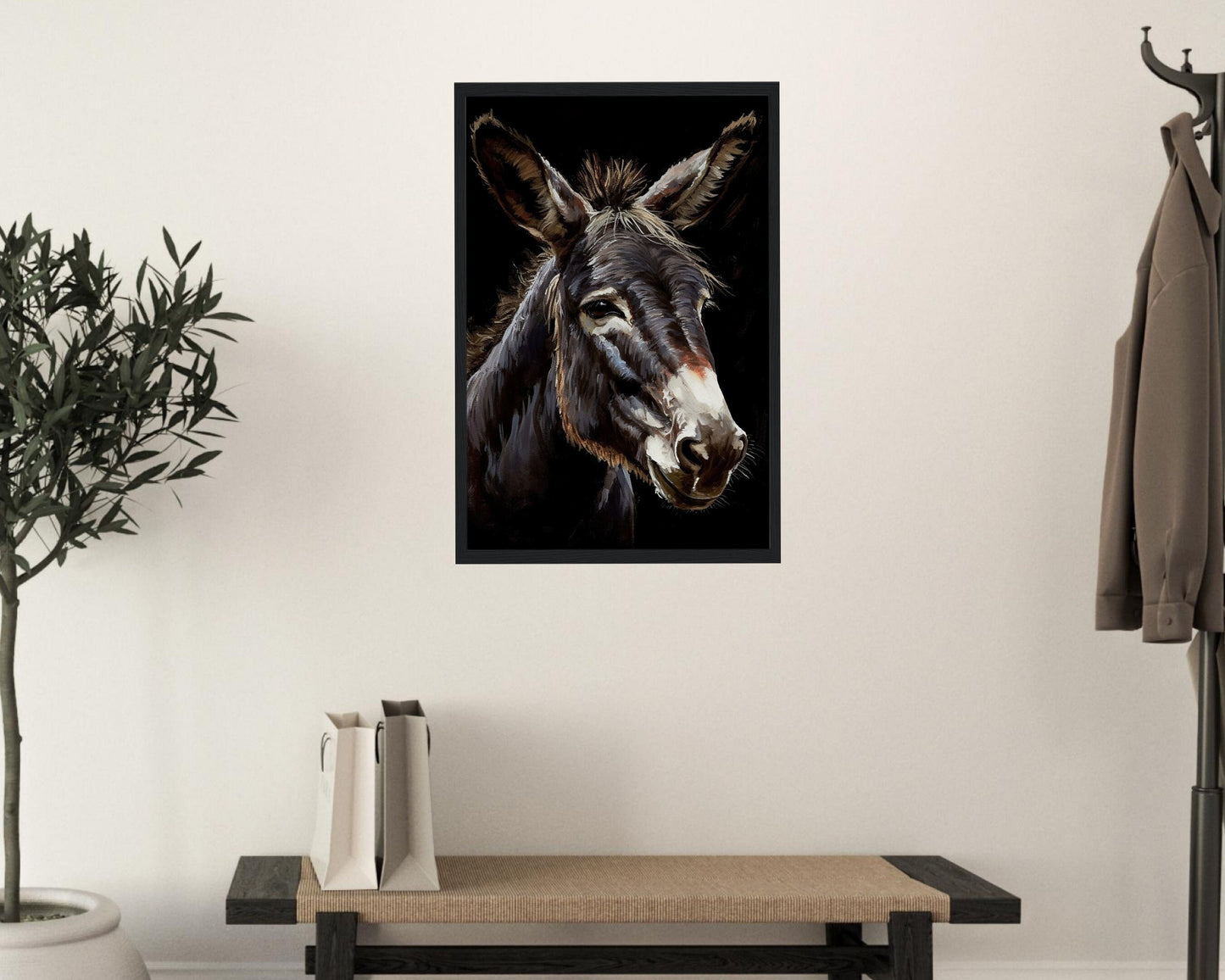 Happy Donkey Abstract Premium Print - Unframed Oil Painting Style - Wildlife Animal Wall Art, Farm Animal, Farmer Gift - CanvasityCrafts - Free Shipping