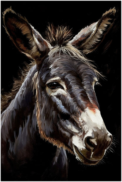 Happy Donkey Abstract Premium Print - Unframed Oil Painting Style - Wildlife Animal Wall Art, Farm Animal, Farmer Gift - CanvasityCrafts - Free Shipping