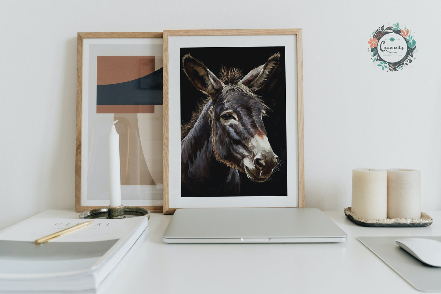 Happy Donkey Abstract Premium Print - Unframed Oil Painting Style - Wildlife Animal Wall Art, Farm Animal, Farmer Gift - CanvasityCrafts - Free Shipping