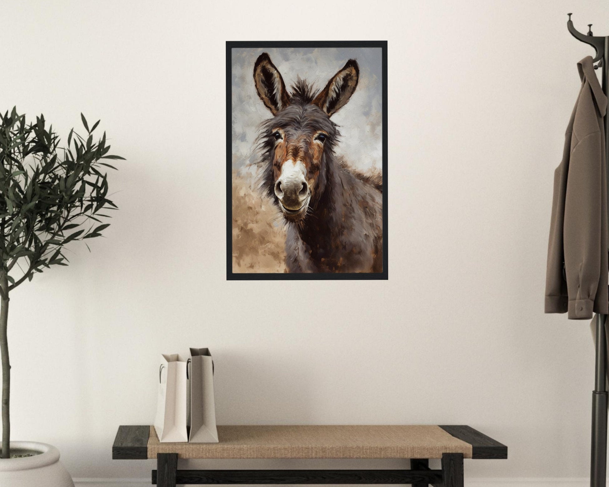 Shaggy Happy Donkey Abstract Premium Print - Unframed Oil Painting Style - Wildlife Animal Wall Art, Farm Animal, Farmer Gift - CanvasityCrafts - Free Shipping