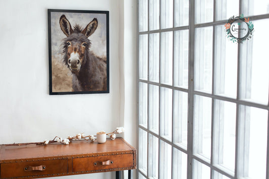 Shaggy Happy Donkey Abstract Premium Print - Unframed Oil Painting Style - Wildlife Animal Wall Art, Farm Animal, Farmer Gift - CanvasityCrafts - Free Shipping