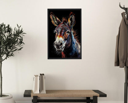 Happy Donkey Beautiful Premium Print - Unframed Oil Painting Style - Wildlife Animal Wall Art, Farm Animal, Farmer Gift - CanvasityCrafts - Free Shipping