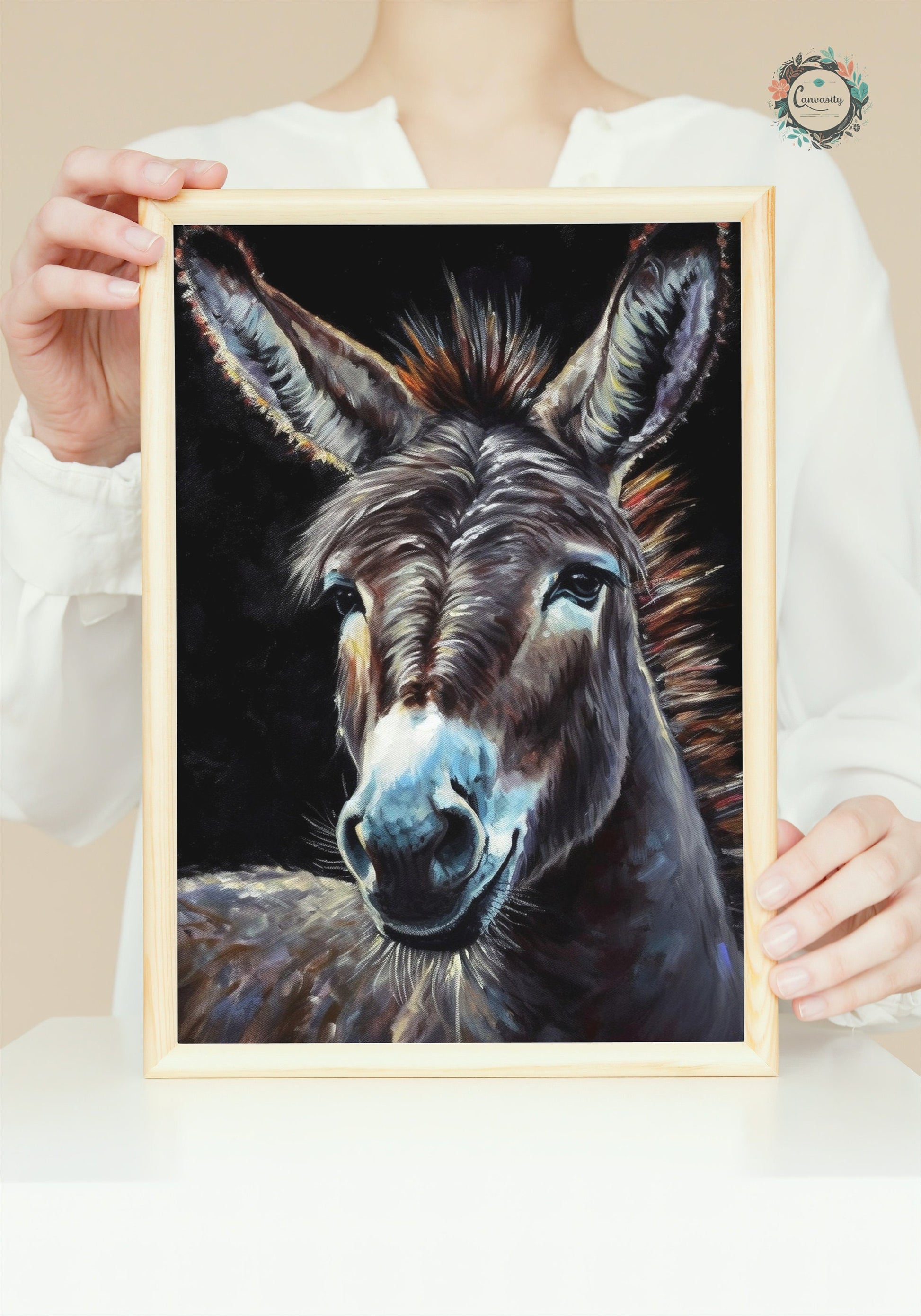 Grey Donkey Poster Print - Beautiful Oil Painting Wildlife Animal Wall Art, Farm Animal, Farmer Gift, Mule Equine Vintage Fine Art - CanvasityCrafts - Free Shipping