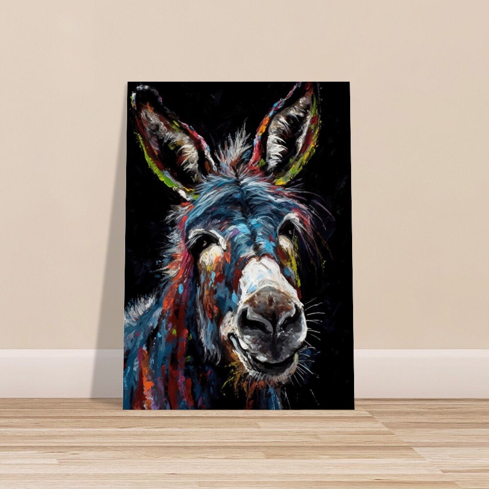 Abstract Happy Donkey Beautiful Premium Print - Unframed Broad Brush Style Poster - Wildlife Animal Wall Art, Farm Animal, Farmer Gift - CanvasityCrafts - Free Shipping