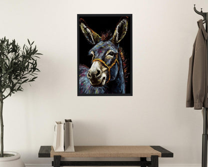 Happy Donkey Beautiful Premium Print - Unframed Pallet Knife Style Poster - Wildlife Animal Wall Art, Farm Animal, Farmer Gift - CanvasityCrafts - Free Shipping