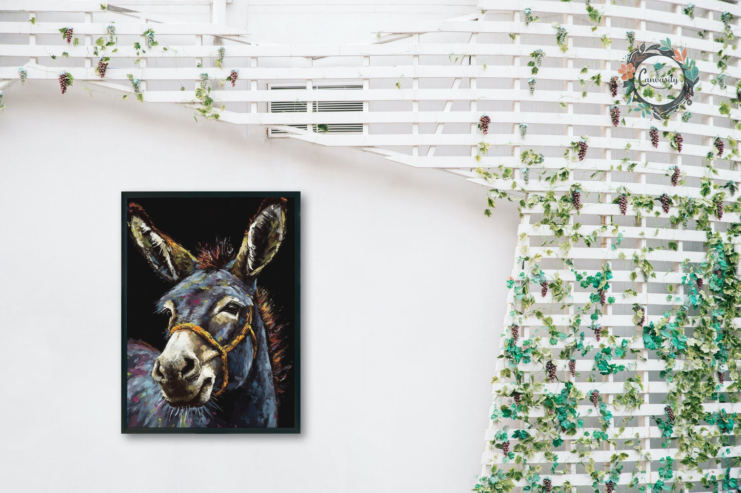 Happy Donkey Beautiful Premium Print - Unframed Pallet Knife Style Poster - Wildlife Animal Wall Art, Farm Animal, Farmer Gift - CanvasityCrafts - Free Shipping