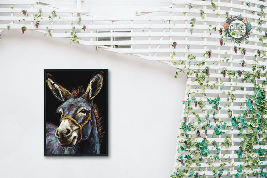 Happy Donkey Beautiful Premium Print - Unframed Pallet Knife Style Poster - Wildlife Animal Wall Art, Farm Animal, Farmer Gift - CanvasityCrafts - Free Shipping