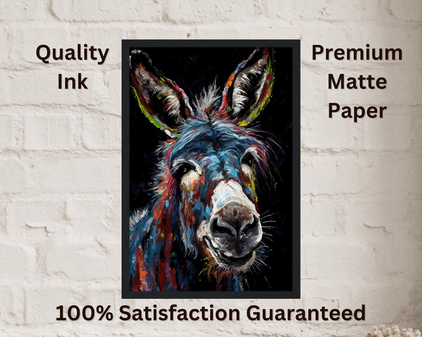 Abstract Happy Donkey Beautiful Premium Print - Unframed Broad Brush Style Poster - Wildlife Animal Wall Art, Farm Animal, Farmer Gift - CanvasityCrafts - Free Shipping