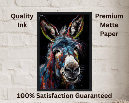 Abstract Happy Donkey Beautiful Premium Print - Unframed Broad Brush Style Poster - Wildlife Animal Wall Art, Farm Animal, Farmer Gift - CanvasityCrafts - Free Shipping