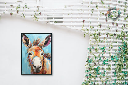 Happy Donkey Beautiful Premium Print - Unframed Pallet Knife Style Poster - Wildlife Animal Wall Art, Farm Animal, Farmer Gift - CanvasityCrafts - Free Shipping