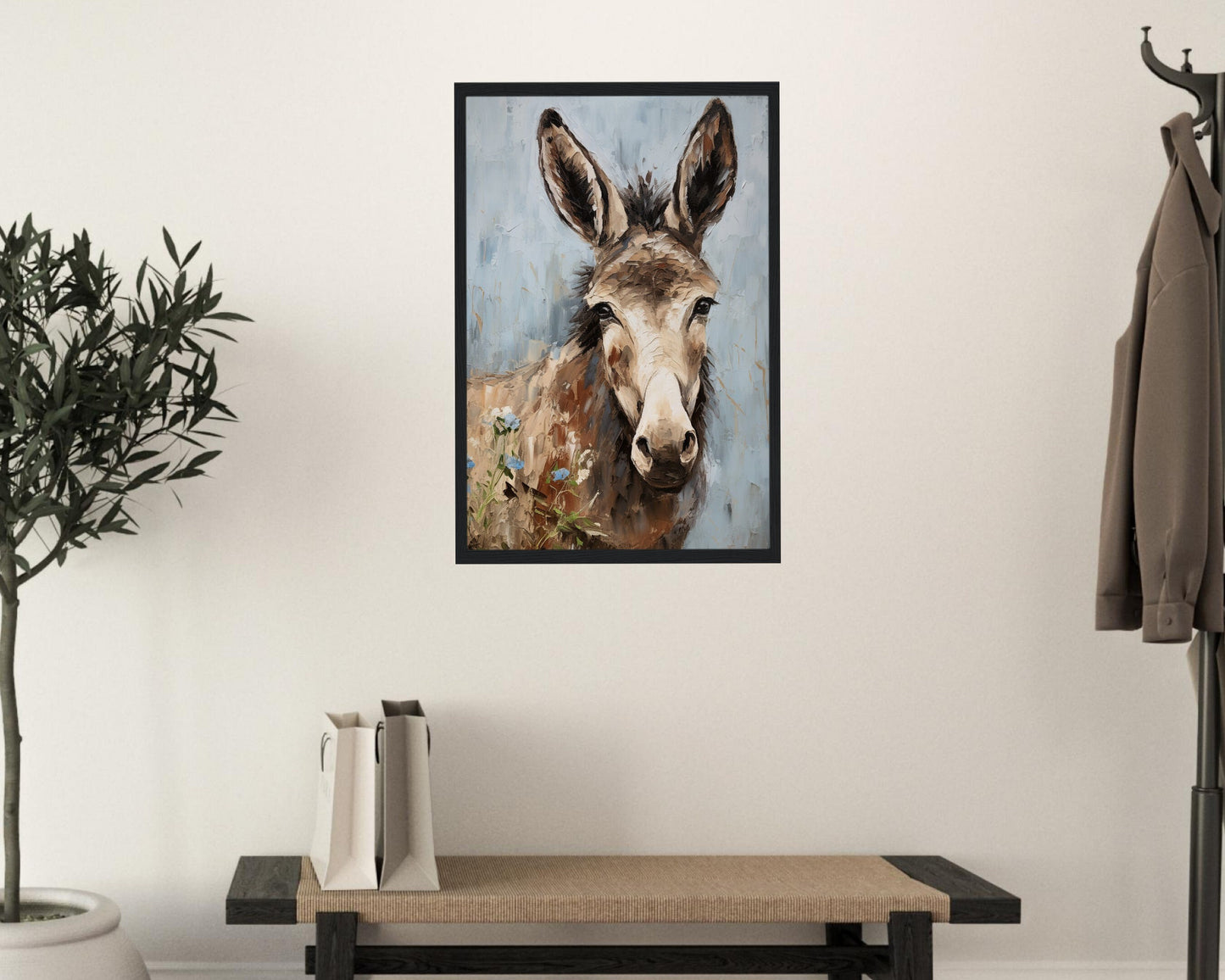 Happy Donkey Beautiful Premium Print - Unframed Pallet Knife Style Poster - Wildlife Animal Wall Art, Farm Animal, Farmer Gift - CanvasityCrafts - Free Shipping