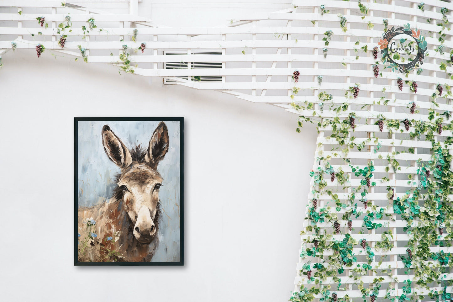 Happy Donkey Beautiful Premium Print - Unframed Pallet Knife Style Poster - Wildlife Animal Wall Art, Farm Animal, Farmer Gift - CanvasityCrafts - Free Shipping