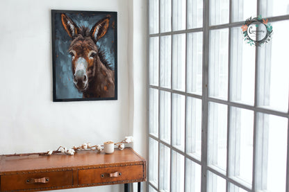 Happy Donkey Beautiful Premium Print - Unframed Pallet Knife Style Poster - Wildlife Animal Wall Art, Farm Animal, Farmer Gift - CanvasityCrafts - Free Shipping