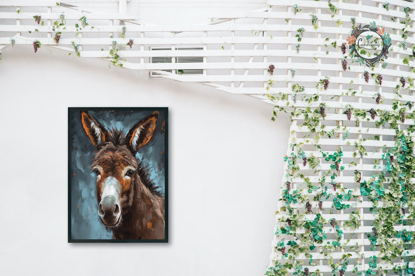 Happy Donkey Beautiful Premium Print - Unframed Pallet Knife Style Poster - Wildlife Animal Wall Art, Farm Animal, Farmer Gift - CanvasityCrafts - Free Shipping