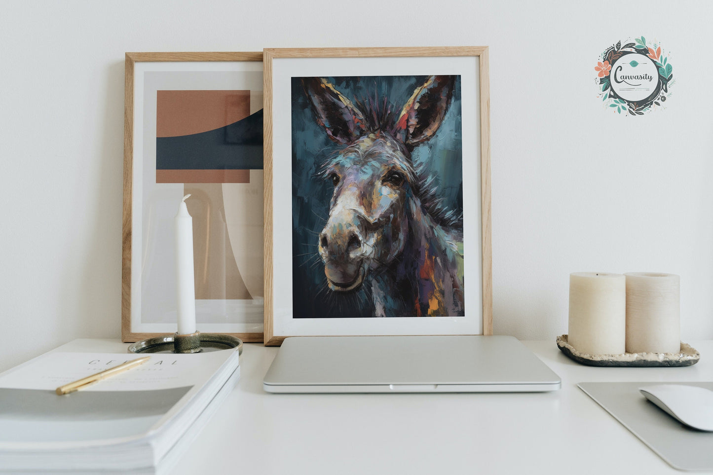 Happy Donkey Beautiful Premium Print - Unframed Pallet Knife Style Poster - Wildlife Animal Wall Art, Farm Animal, Farmer Gift - CanvasityCrafts - Free Shipping