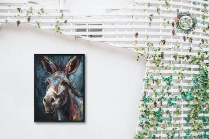 Happy Donkey Beautiful Premium Print - Unframed Pallet Knife Style Poster - Wildlife Animal Wall Art, Farm Animal, Farmer Gift - CanvasityCrafts - Free Shipping