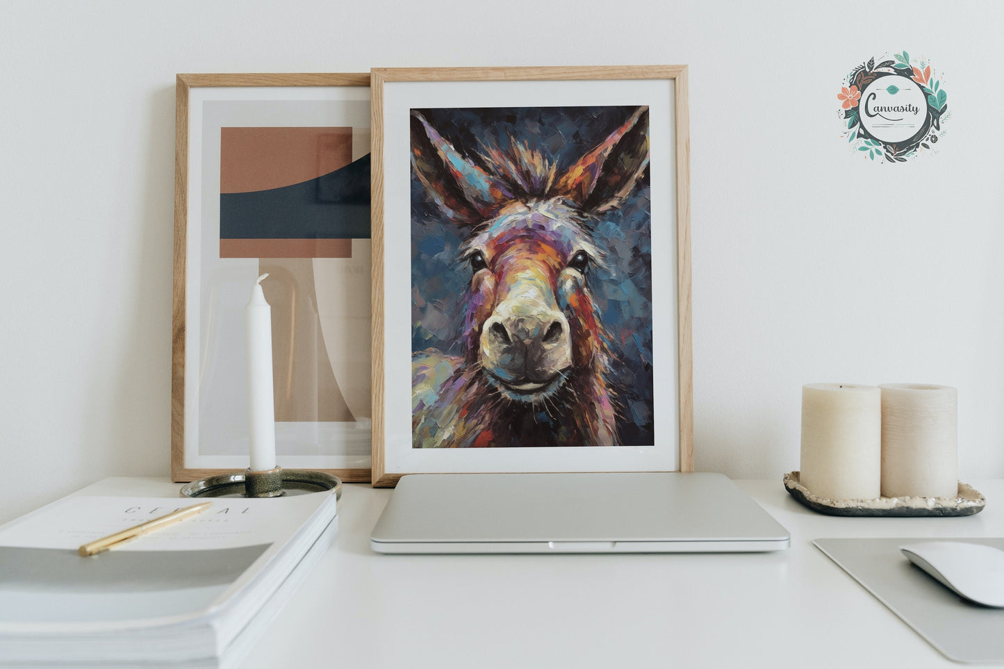 Happy Donkey Beautiful Premium Print - Unframed Pallet Knife Style Poster - Wildlife Animal Wall Art, Farm Animal, Farmer Gift - CanvasityCrafts - Free Shipping