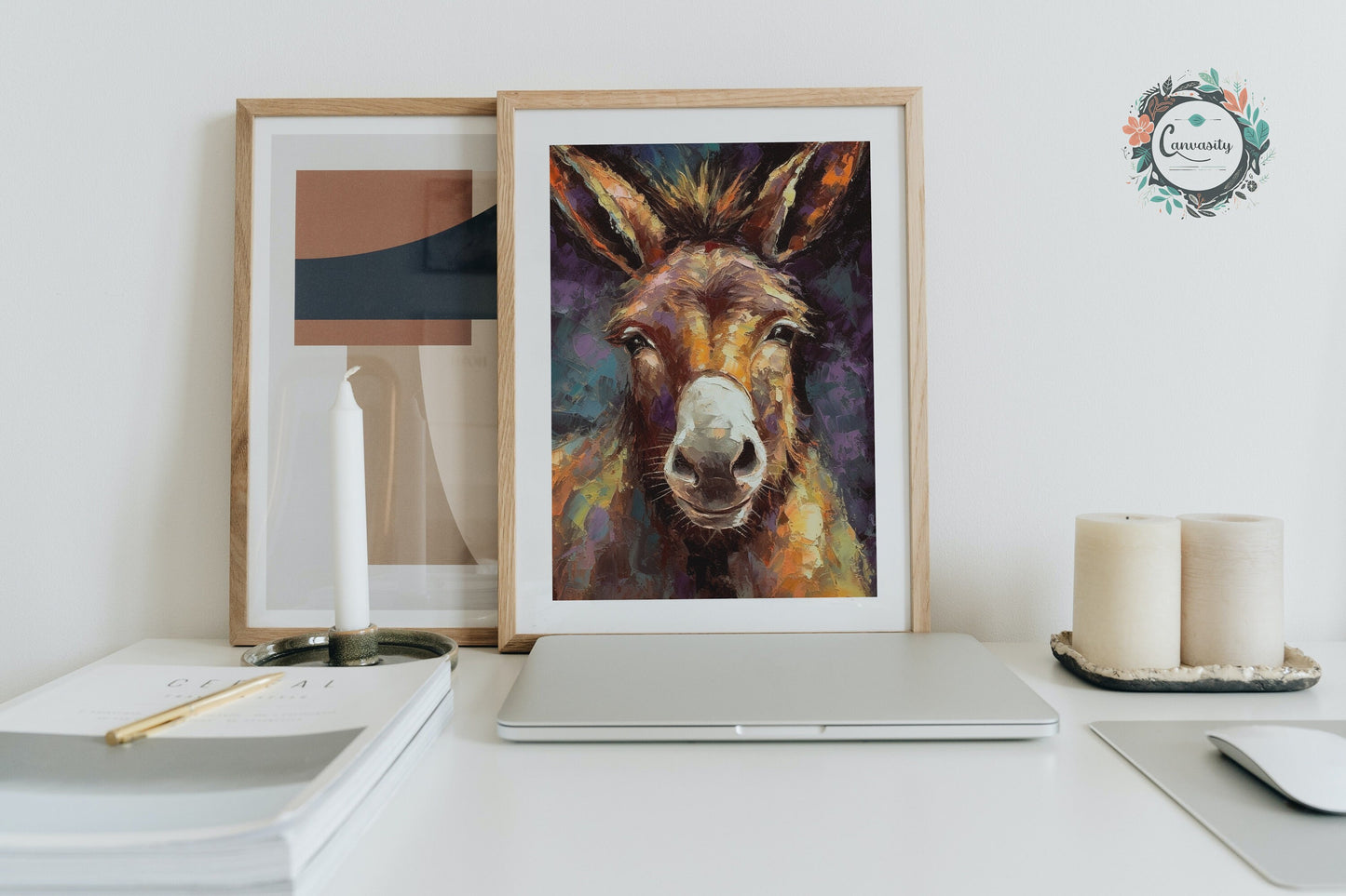 Happy Donkey Beautiful Premium Print - Unframed Pallet Knife Style Poster - Wildlife Animal Wall Art, Farm Animal, Farmer Gift - CanvasityCrafts - Free Shipping