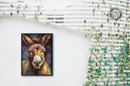 Happy Donkey Beautiful Premium Print - Unframed Pallet Knife Style Poster - Wildlife Animal Wall Art, Farm Animal, Farmer Gift - CanvasityCrafts - Free Shipping