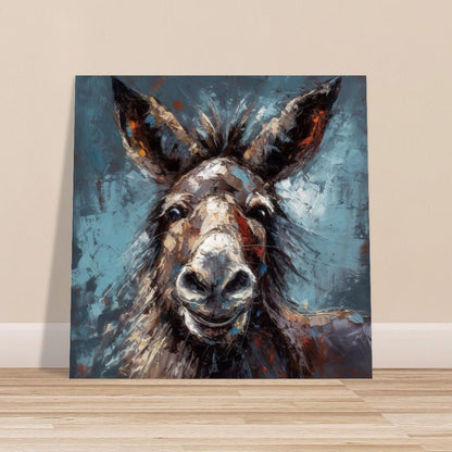 Funny Happy Donkey Beautiful Premium Print - Unframed Pallet Knife Style Poster - Wildlife Animal Wall Art, Farm Animal, Farmer Gift - CanvasityCrafts - Free Shipping