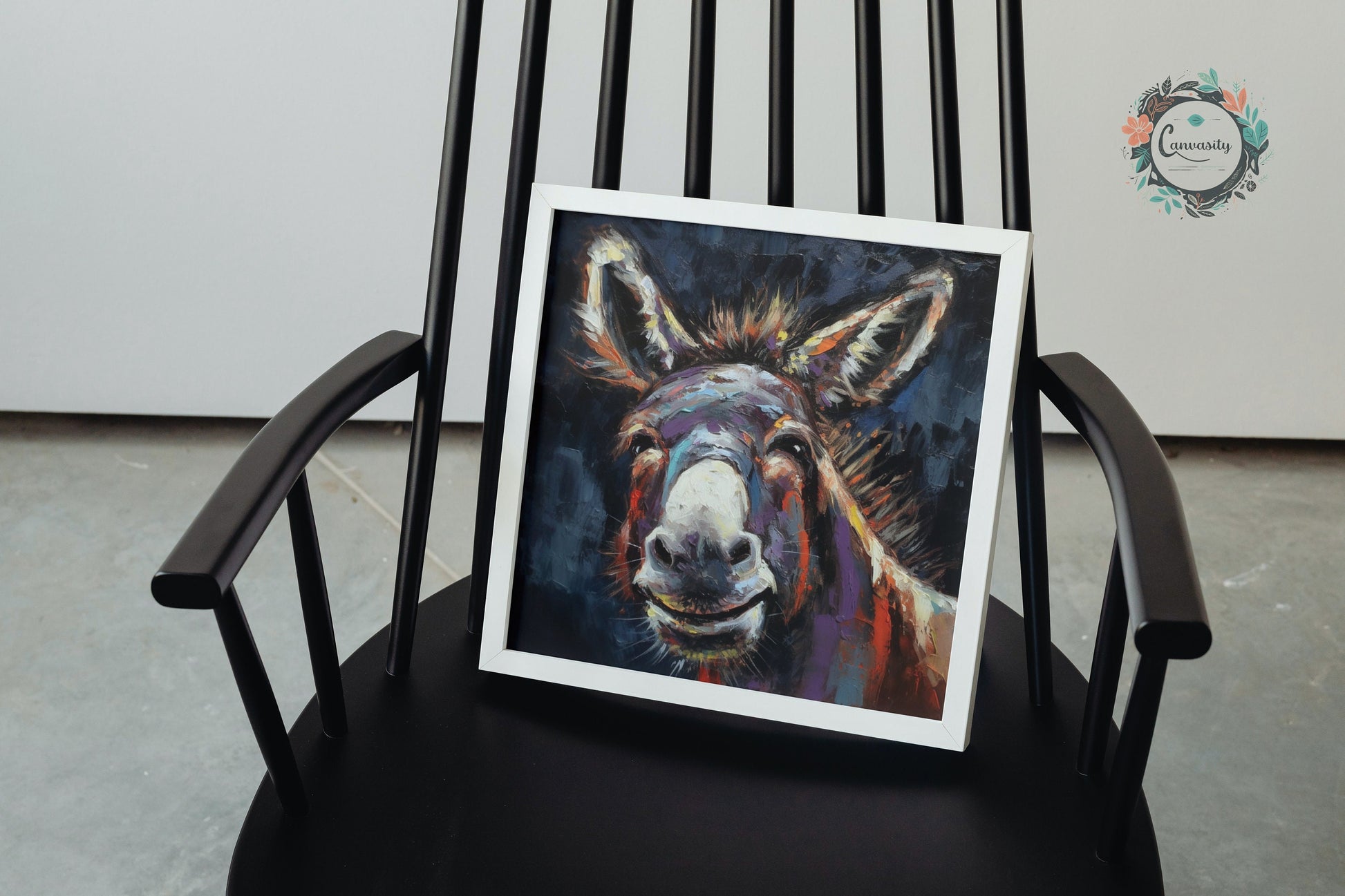 Happy Donkey Beautiful Premium Print - Unframed Pallet Knife Style Poster - Wildlife Animal Wall Art, Farm Animal, Farmer Gift - CanvasityCrafts - Free Shipping