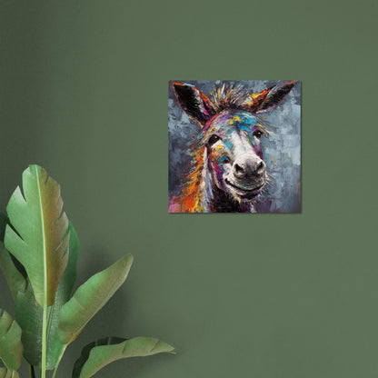 Happy Donkey Colorful Premium Print - Unframed Pallet Knife Style Poster - Wildlife Animal Wall Art, Farm Animal, Farmer Gift - CanvasityCrafts - Free Shipping