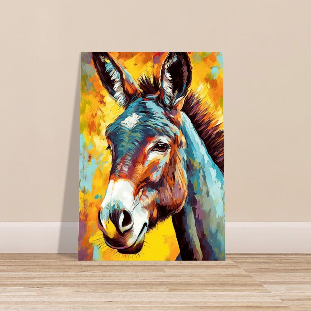 Bright Colorful Donkey Premium Print - Unframed Pop Art Style Poster - Wildlife Animal Wall Art, Farm Animal, Farmer Gift - CanvasityCrafts - Free Shipping