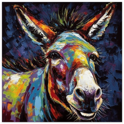 Happy Rainbow Donkey Premium Print - Unframed Pop Art Style Poster - Wildlife Animal Wall Art, Farm Animal, Farmer Gift - CanvasityCrafts - Free Shipping