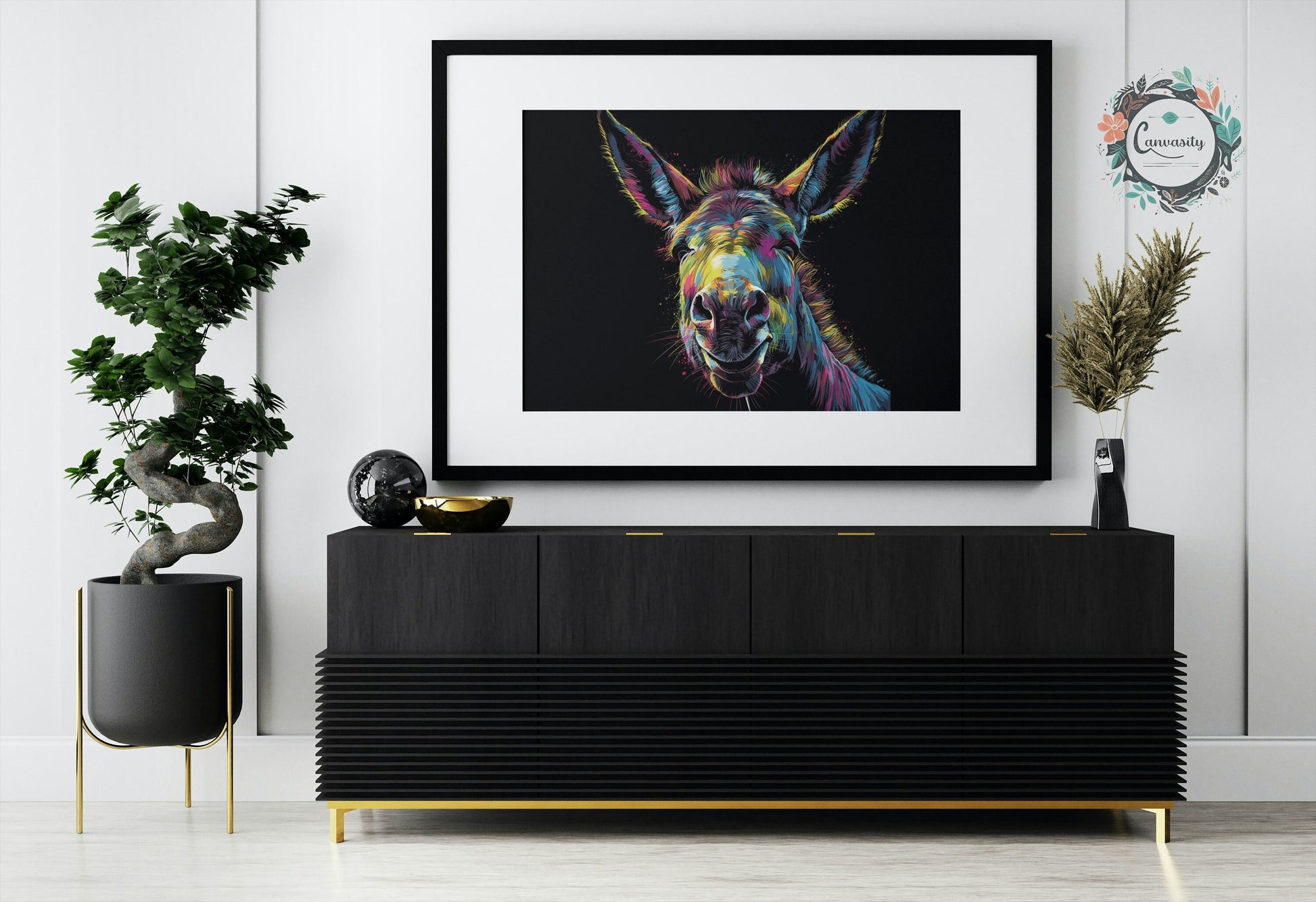 Happy Rainbow Donkey Premium Print - Unframed Pop Art Style Poster - Wildlife Animal Wall Art, Farm Animal, Farmer Gift - CanvasityCrafts - Free Shipping