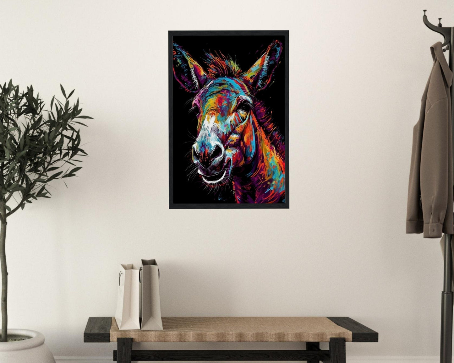 Happy Rainbow Donkey Premium Print - Unframed Pop Art Style Poster - Wildlife Animal Wall Art, Farm Animal, Farmer Gift - CanvasityCrafts - Free Shipping