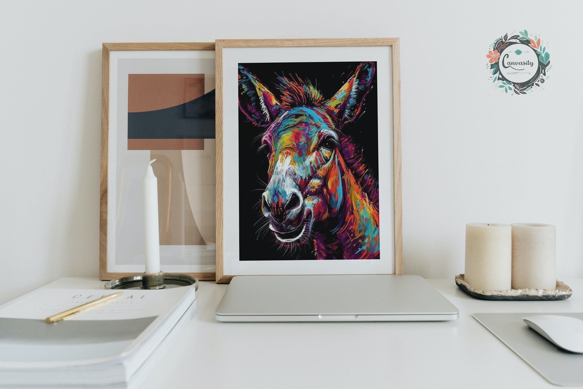 Happy Rainbow Donkey Premium Print - Unframed Pop Art Style Poster - Wildlife Animal Wall Art, Farm Animal, Farmer Gift - CanvasityCrafts - Free Shipping