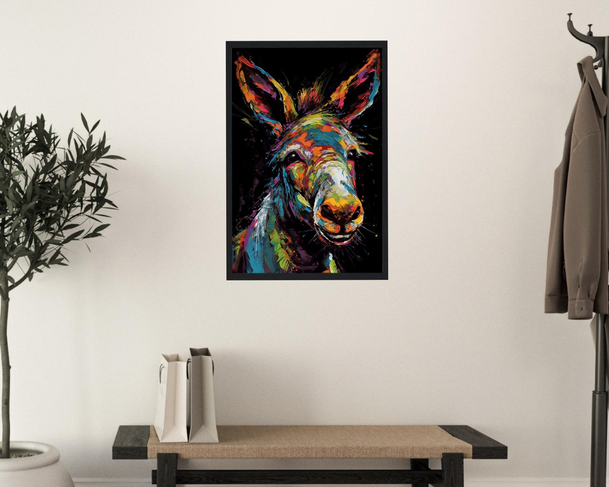 Happy Rainbow Donkey Premium Print - Unframed Pop Art Style Poster - Wildlife Animal Wall Art, Farm Animal, Farmer Gift - CanvasityCrafts - Free Shipping