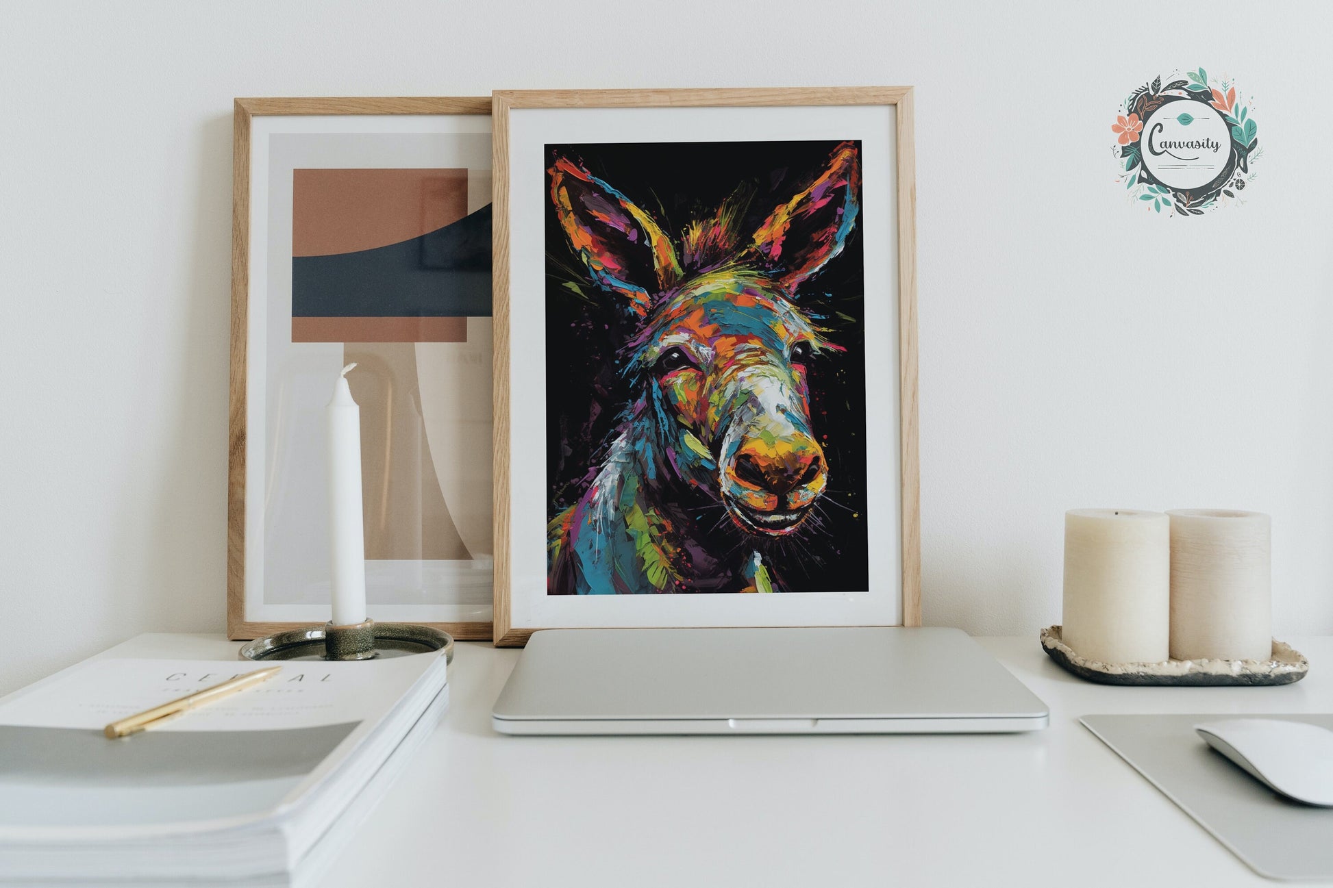 Happy Rainbow Donkey Premium Print - Unframed Pop Art Style Poster - Wildlife Animal Wall Art, Farm Animal, Farmer Gift - CanvasityCrafts - Free Shipping