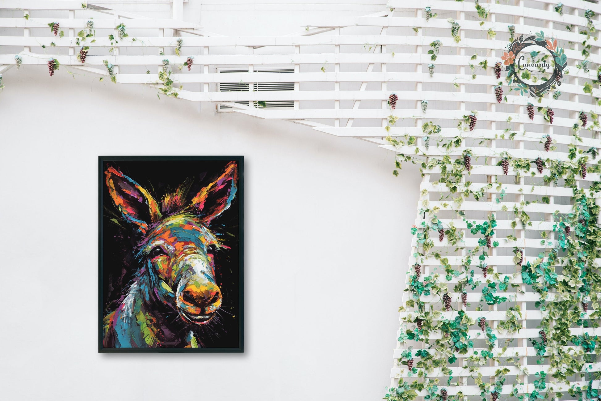 Happy Rainbow Donkey Premium Print - Unframed Pop Art Style Poster - Wildlife Animal Wall Art, Farm Animal, Farmer Gift - CanvasityCrafts - Free Shipping