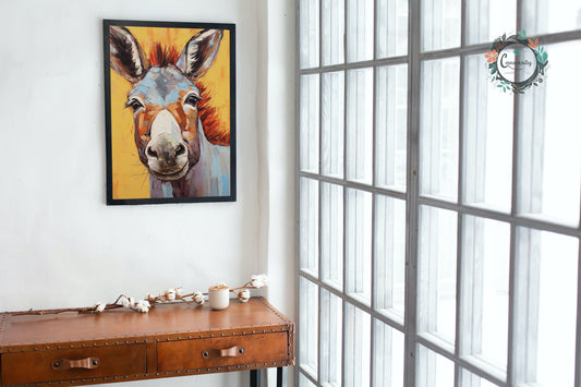 Smiling Donkey Yellow Premium Print - Unframed Pop Art Style Poster - Wildlife Animal Wall Art, Farm Animal, Farmer Gift - CanvasityCrafts - Free Shipping