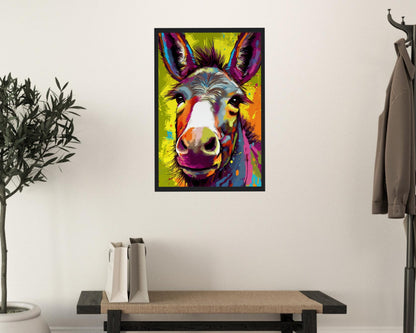 Bright Colorful Donkey Premium Print - Unframed Pop Art Style Poster - Wildlife Animal Wall Art, Farm Animal, Farmer Gift - CanvasityCrafts - Free Shipping