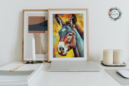 Bright Colorful Donkey Premium Print - Unframed Pop Art Style Poster - Wildlife Animal Wall Art, Farm Animal, Farmer Gift - CanvasityCrafts - Free Shipping