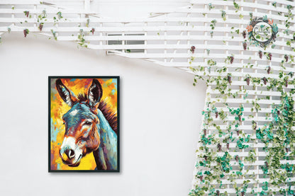 Bright Colorful Donkey Premium Print - Unframed Pop Art Style Poster - Wildlife Animal Wall Art, Farm Animal, Farmer Gift - CanvasityCrafts - Free Shipping