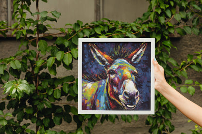 Happy Rainbow Donkey Premium Print - Unframed Pop Art Style Poster - Wildlife Animal Wall Art, Farm Animal, Farmer Gift - CanvasityCrafts - Free Shipping