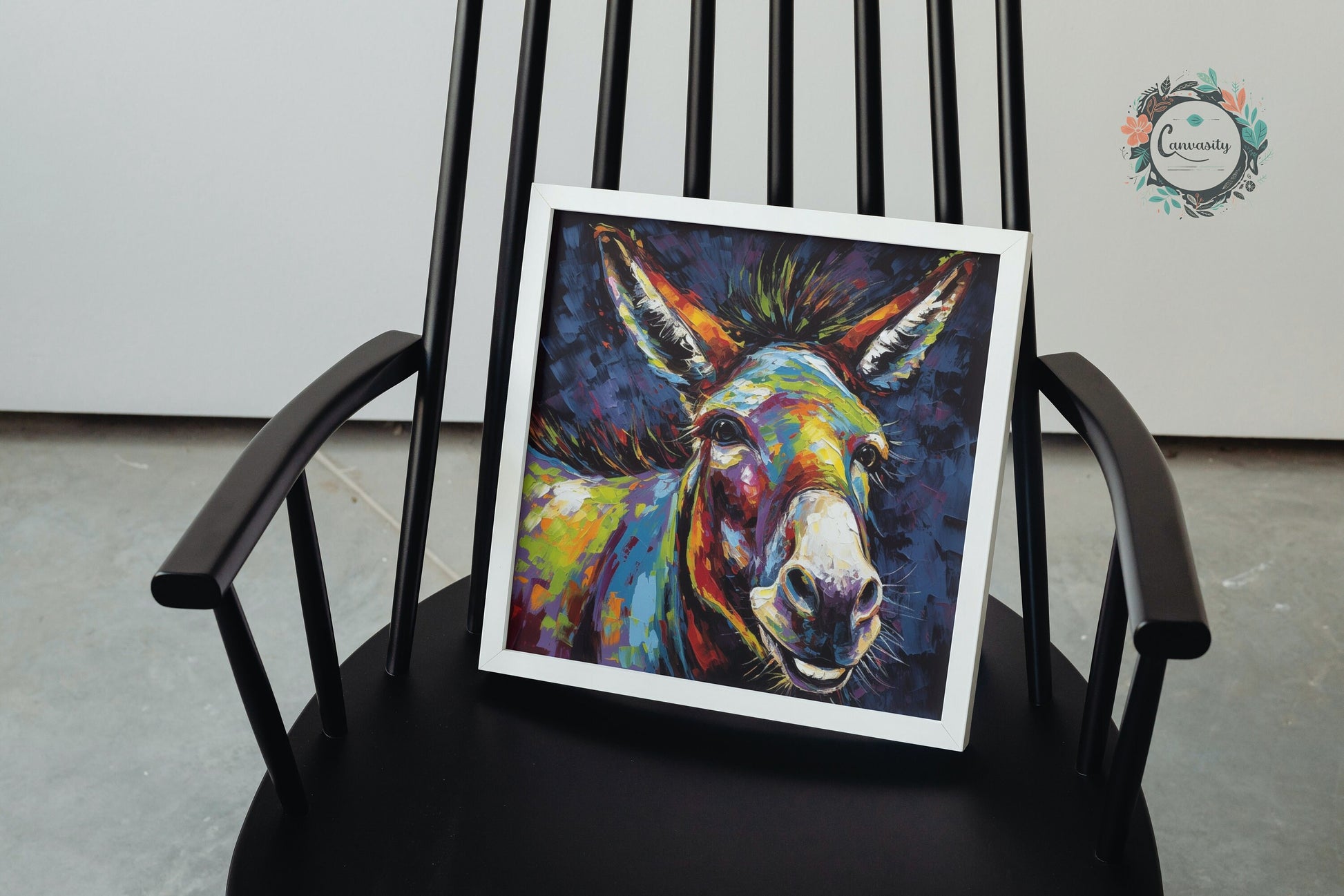 Happy Rainbow Donkey Premium Print - Unframed Pop Art Style Poster - Wildlife Animal Wall Art, Farm Animal, Farmer Gift - CanvasityCrafts - Free Shipping