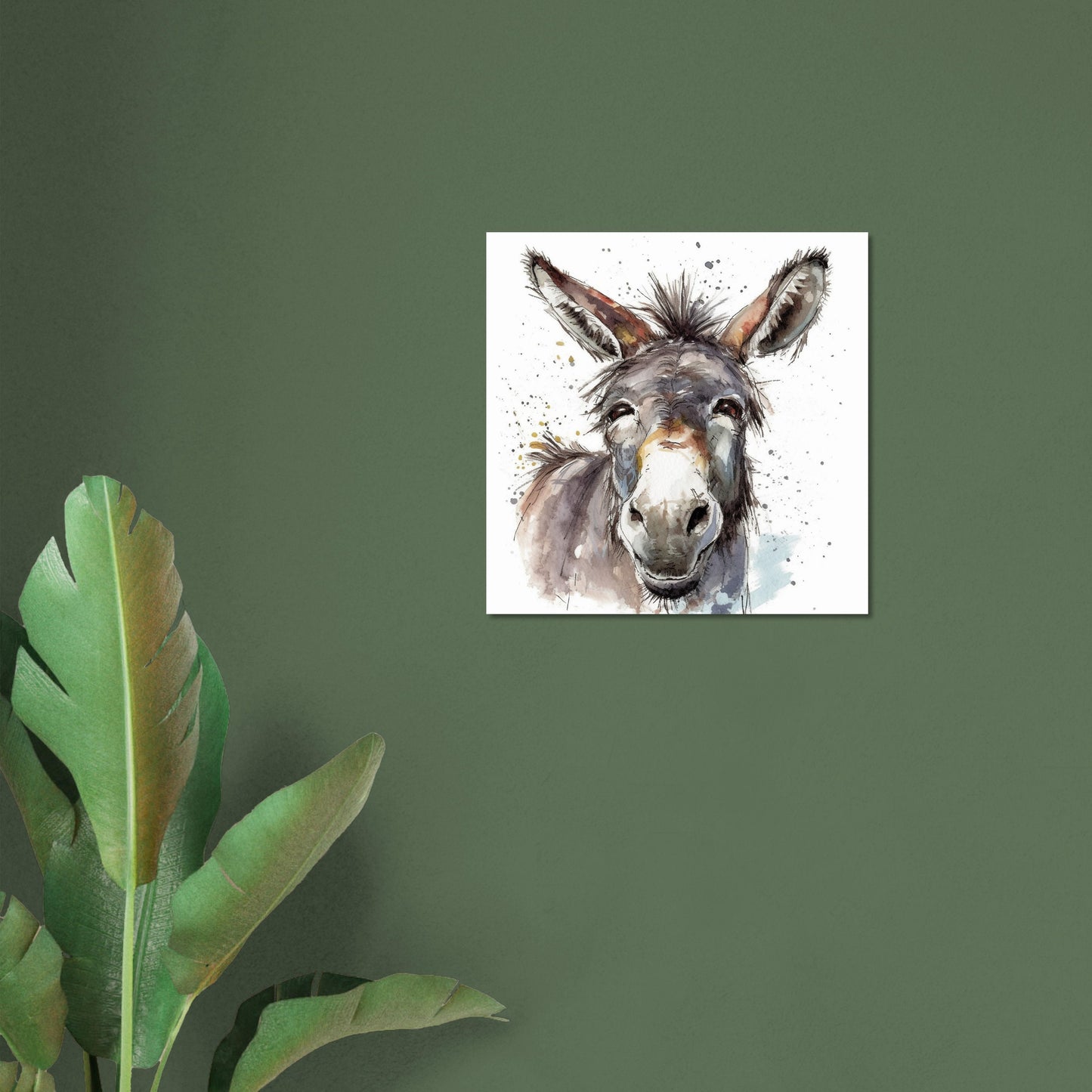 Happy Donkey Premium Print - Unframed Watercolor Poster - Wildlife Animal Wall Art, Farm Animal, Farmer Gift - CanvasityCrafts - Free Shipping