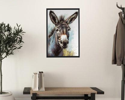 Happy Donkey Premium Print - Unframed Watercolor Poster - Wildlife Animal Wall Art, Farm Animal, Farmer Gift - CanvasityCrafts - Free Shipping