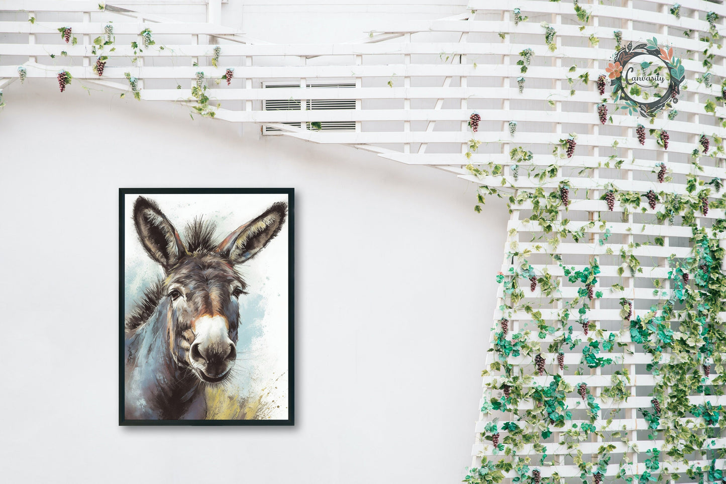 Happy Donkey Premium Print - Unframed Watercolor Poster - Wildlife Animal Wall Art, Farm Animal, Farmer Gift - CanvasityCrafts - Free Shipping