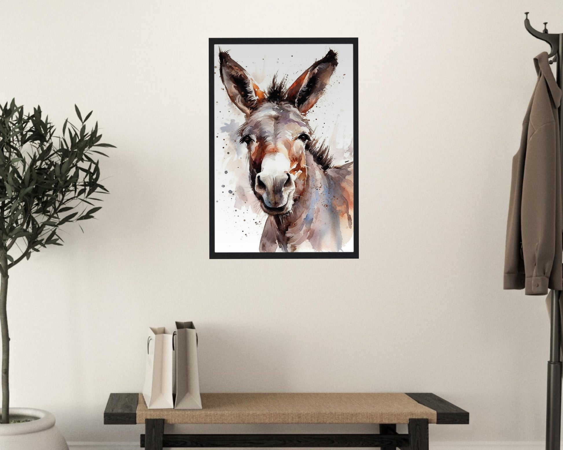 Happy Donkey Premium Print - Unframed Watercolor Poster - Wildlife Animal Wall Art, Farm Animal, Farmer Gift - CanvasityCrafts - Free Shipping