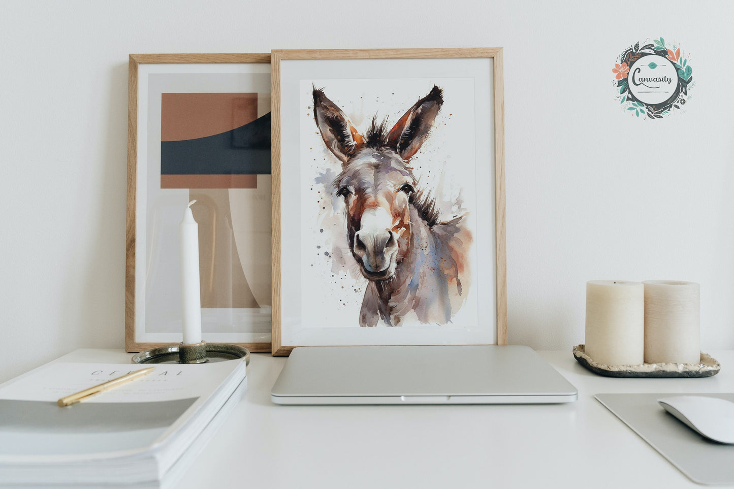 Happy Donkey Premium Print - Unframed Watercolor Poster - Wildlife Animal Wall Art, Farm Animal, Farmer Gift - CanvasityCrafts - Free Shipping